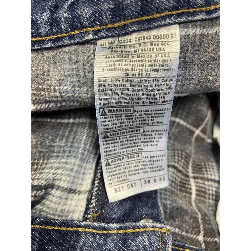 Vtg Carhartt Mens Relaxed Fit Straight Leg Flannel Lined Jean B21 Workwear 38x32 - Picture 13 of 15